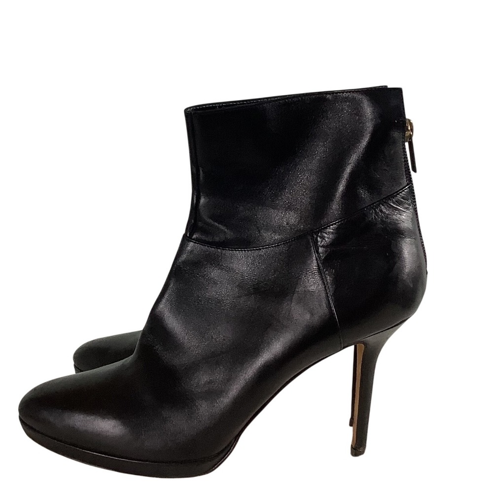 Jimmy Choo Black Leather Ankle Boots Stiletto Heel Platform Booties Size 40.5